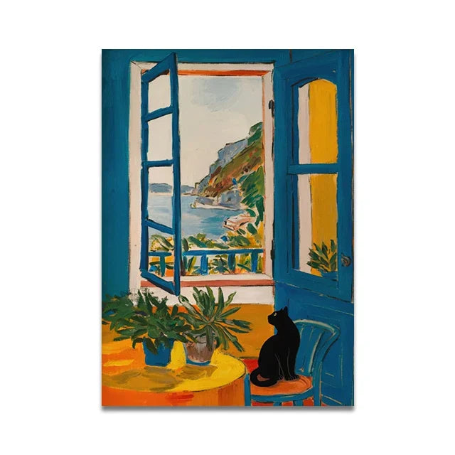 DecorBites™ Cat Reading on Toilet Wall Art