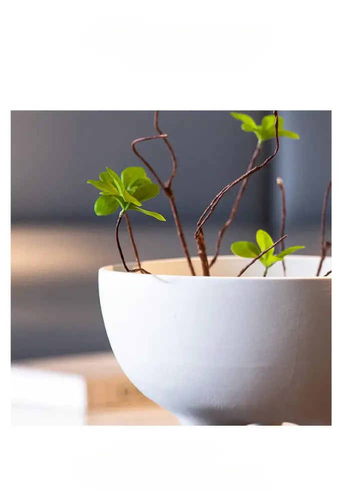 Modern white ceramic flower pot with tripod stand living room decor