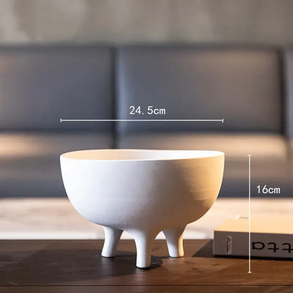 Modern white ceramic flower pot with tripod stand living room decor
