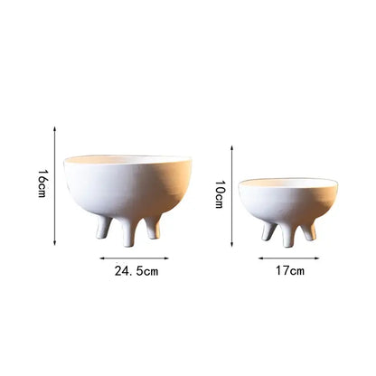 Modern white ceramic flower pot with tripod stand living room decor