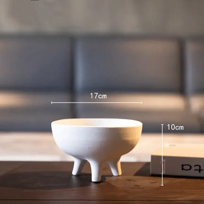 Modern white ceramic flower pot with tripod stand living room decor