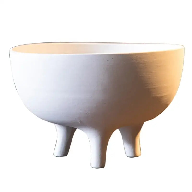 Modern white ceramic flower pot with tripod stand living room decor