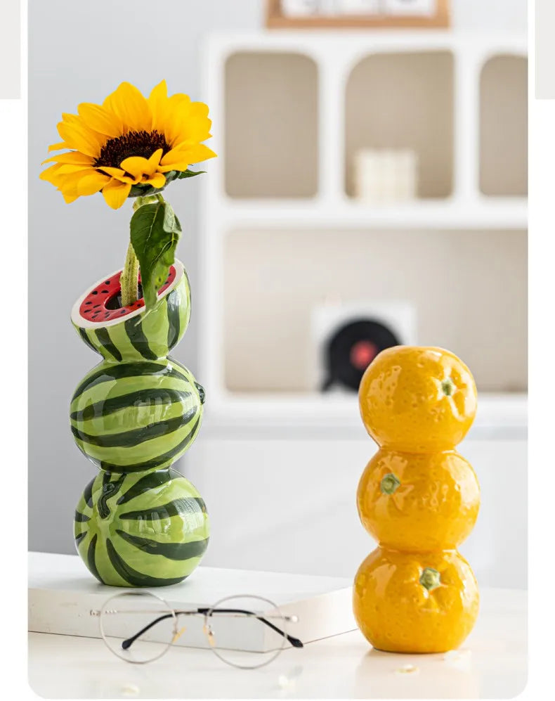 DecorBites™ Ceramic Fruit Vase for Home and Office