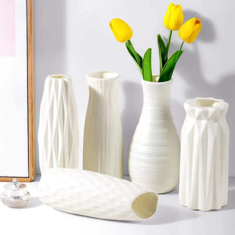 DecorBites™ Ceramic-Look Plastic Flower Pots for Home and Garden