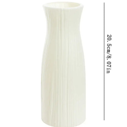 Ribbed white plastic vase imitation living room flower pot