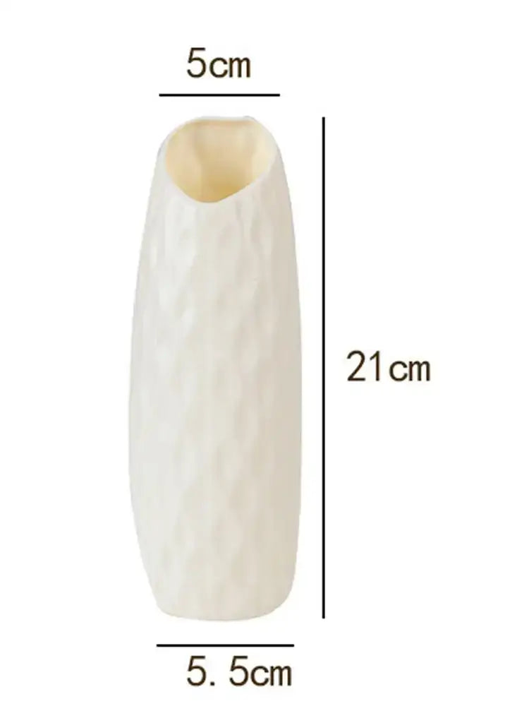 Ribbed white plastic vase imitation living room flower pot