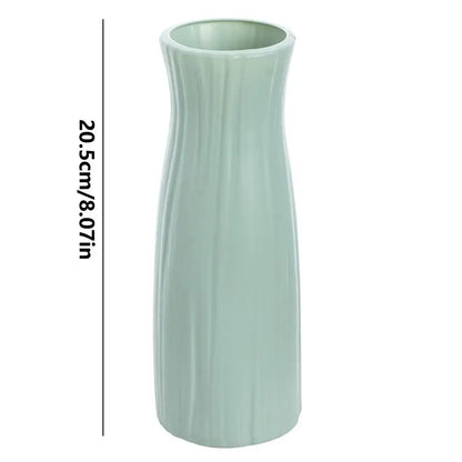 Ribbed white plastic vase imitation living room flower pot