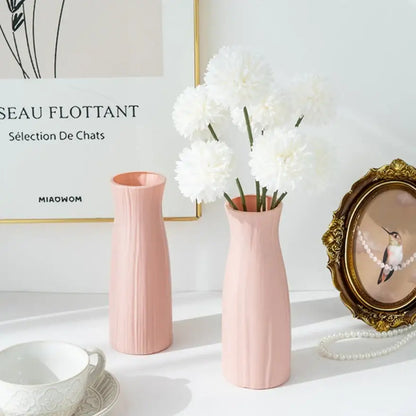 Ribbed white plastic vase imitation living room flower pot