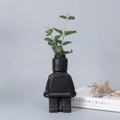 Green glitter ceramic robot vase living room nordic style decor