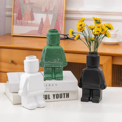 Green glitter ceramic robot vase living room nordic style decor