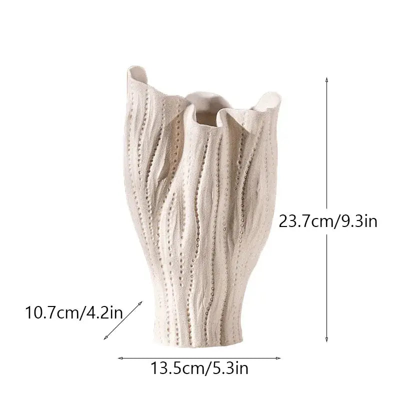 Nordic modern white speckled ceramic sea vase for living room decor