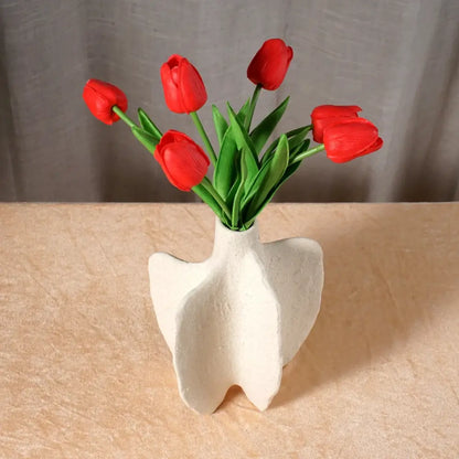 Nordic modern white speckled ceramic sea vase for living room decor