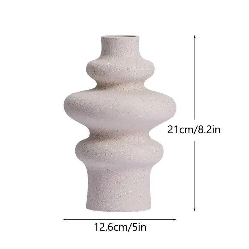 Minimalist white sculpted ceramic vases for living room home decor