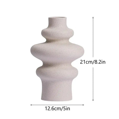 Minimalist white sculpted ceramic vases for living room home decor
