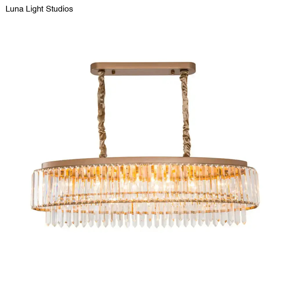Modern gold crystal prism island pendant – dining room light fixture
