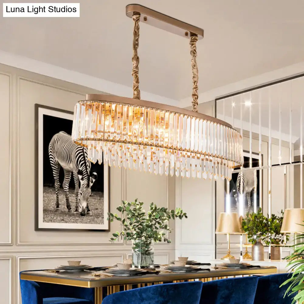 Modern gold crystal prism island pendant – dining room light fixture