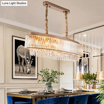 Modern gold crystal prism island pendant – dining room light fixture