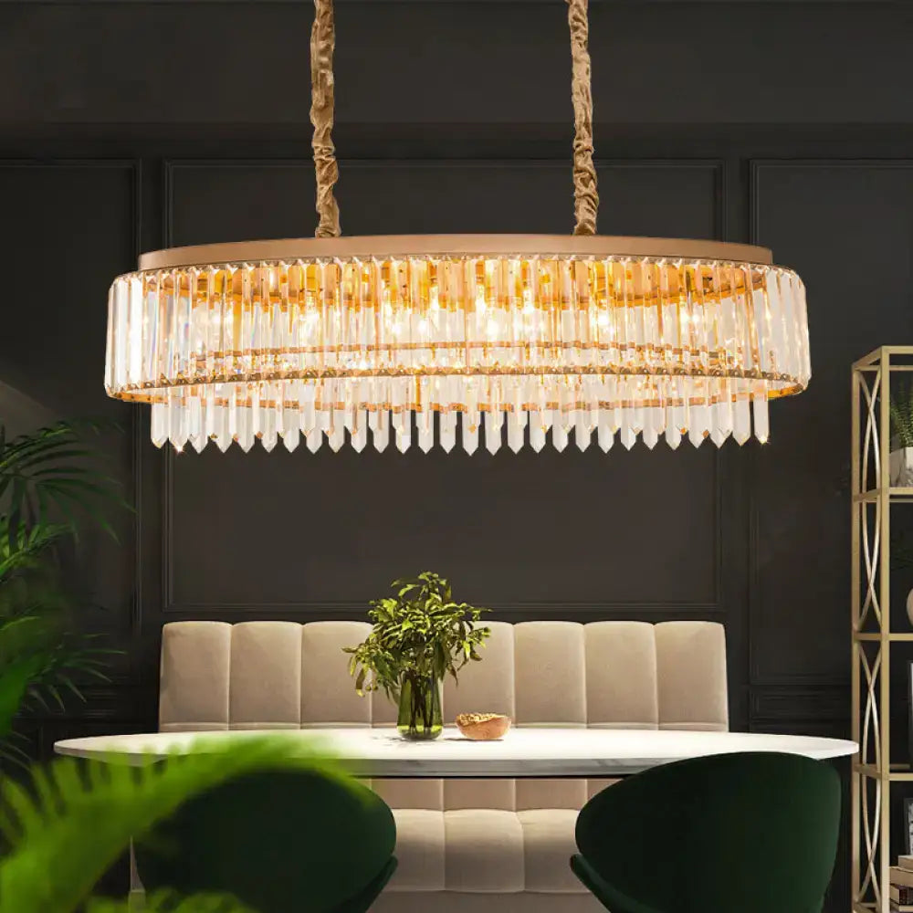 Modern gold crystal prism island pendant – dining room light fixture