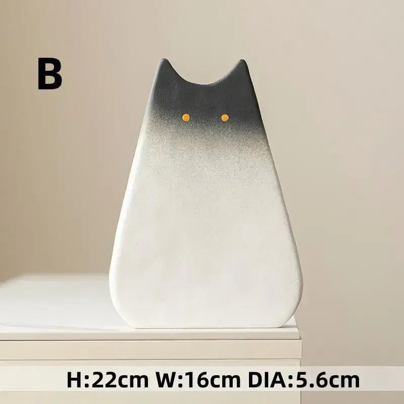 Charming white & gray cat ceramic vase set living room decor