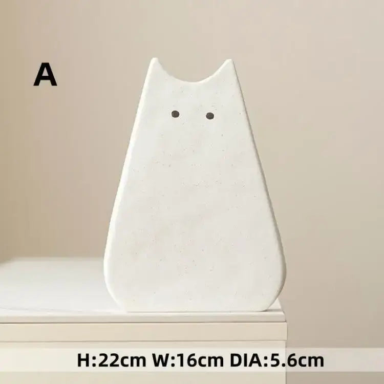 Charming white & gray cat ceramic vase set living room decor