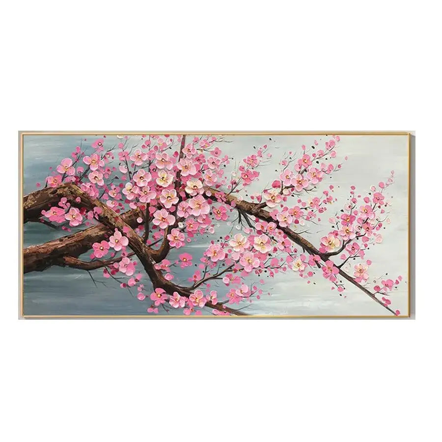 Modern pink cherry blossom canvas art living room framed painting