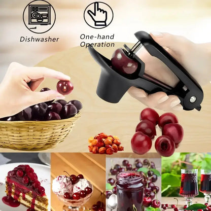 Black plastic cherry fruit pitter – kitchen lever tool
