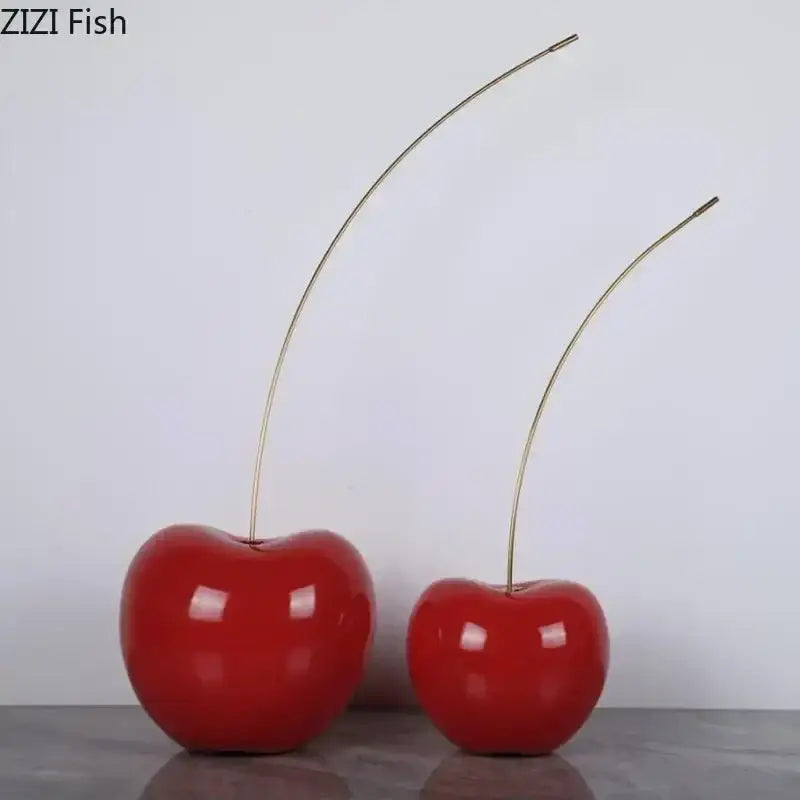 Modern glossy red cherry fruit sculpture living room decor