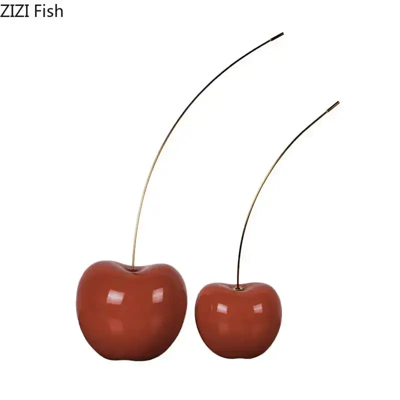 Modern glossy red cherry fruit sculpture living room decor