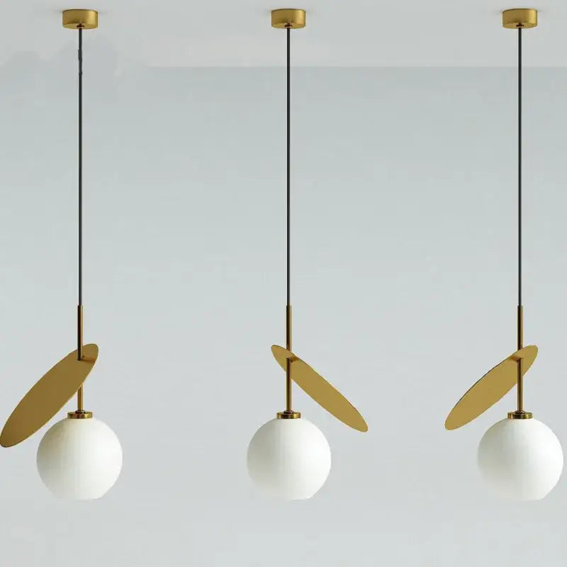 Modern white and gold glass pendant lights for dining room