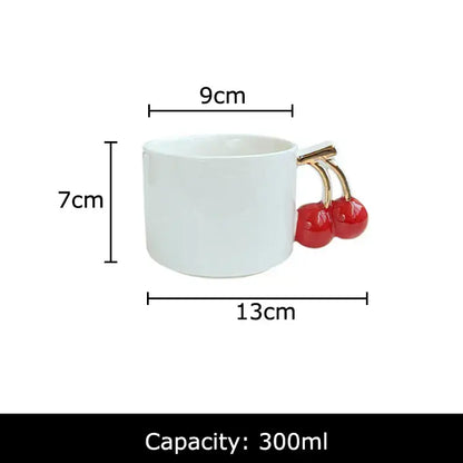 Modern white ceramic cherry handle mug dining room cup