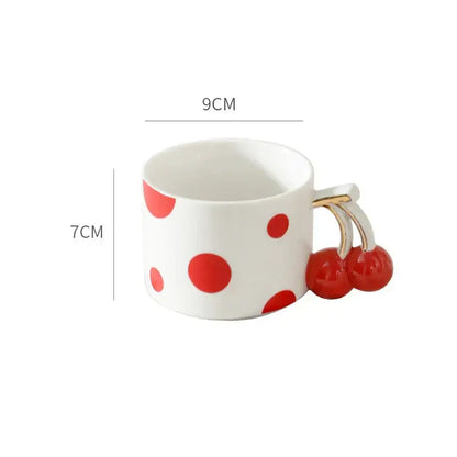 cherry porcelain red polka dot mug kitchen teacup