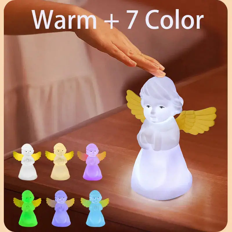 Cherub white and yellow rgb night light bedroom angel lamp