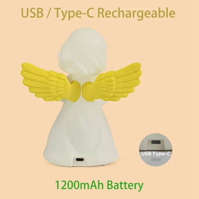 Cherub white and yellow rgb night light bedroom angel lamp