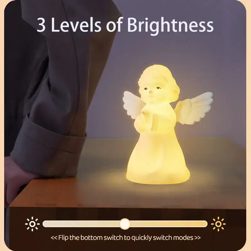 Cherub white and yellow rgb night light bedroom angel lamp