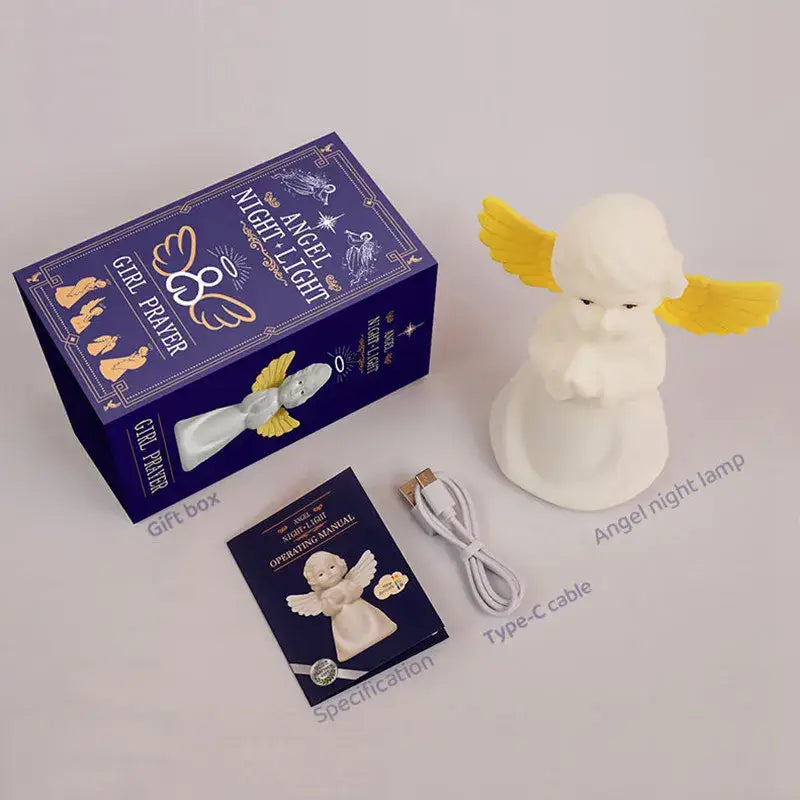 Cherub white and yellow rgb night light bedroom angel lamp