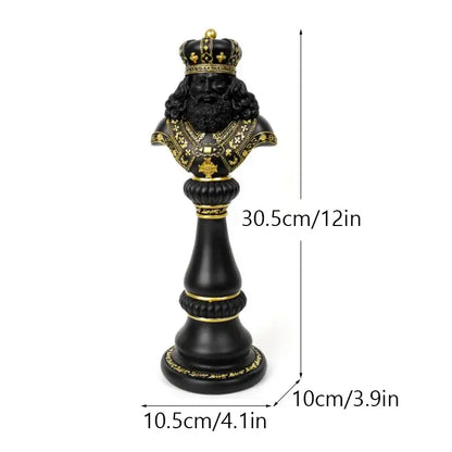 Regal black & gold resin chess figurines living room decor