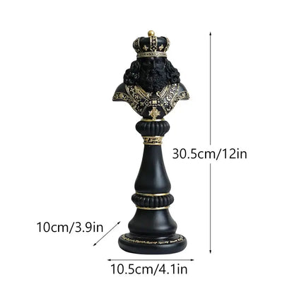 Regal black & gold resin chess figurines living room decor