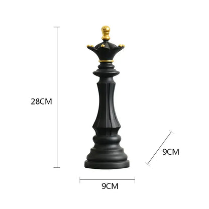 Black and gold chess pieces figurines living room decor