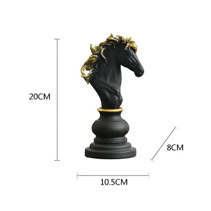 Black and gold chess pieces figurines living room decor