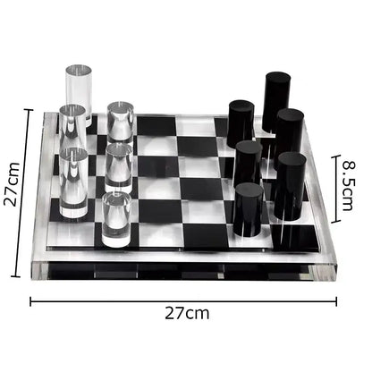 Glossy black & silver chessboard desk ornament bedroom decor