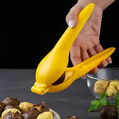 Ergonomic yellow & mint green chestnut clip nutcracker kitchen tool