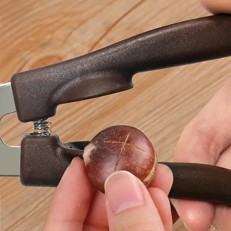 Green & brown chestnut clip peeler kitchen nut tool pliers