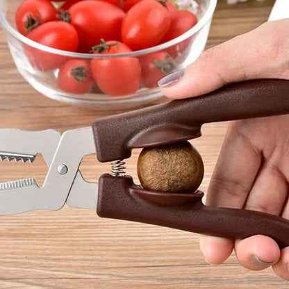 Brown chestnut cracker scissors nut opener kitchen tool with spring
