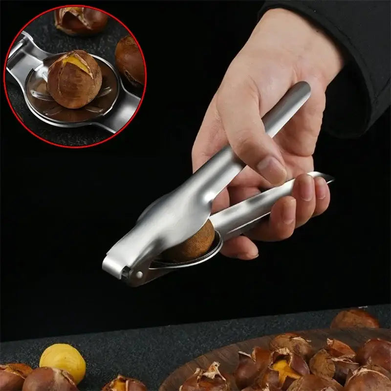 Ergonomic stainless steel chestnut opener kitchen cracker tool