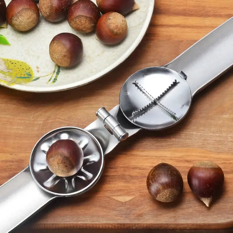 Ergonomic stainless steel chestnut opener kitchen cracker tool