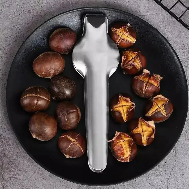 Ergonomic stainless steel chestnut opener kitchen cracker tool