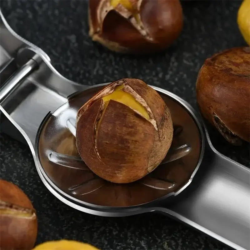 Ergonomic stainless steel chestnut opener kitchen cracker tool