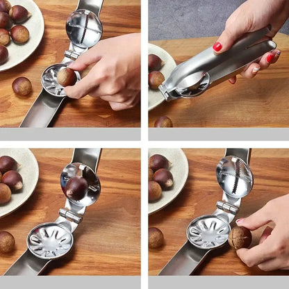Ergonomic stainless steel chestnut opener kitchen cracker tool