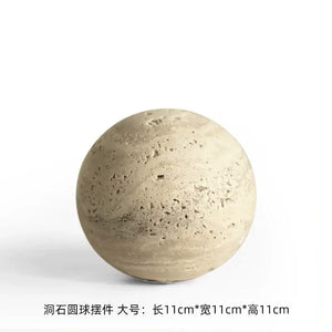 Wabi sabi white chestnut stone round ornament living room decor