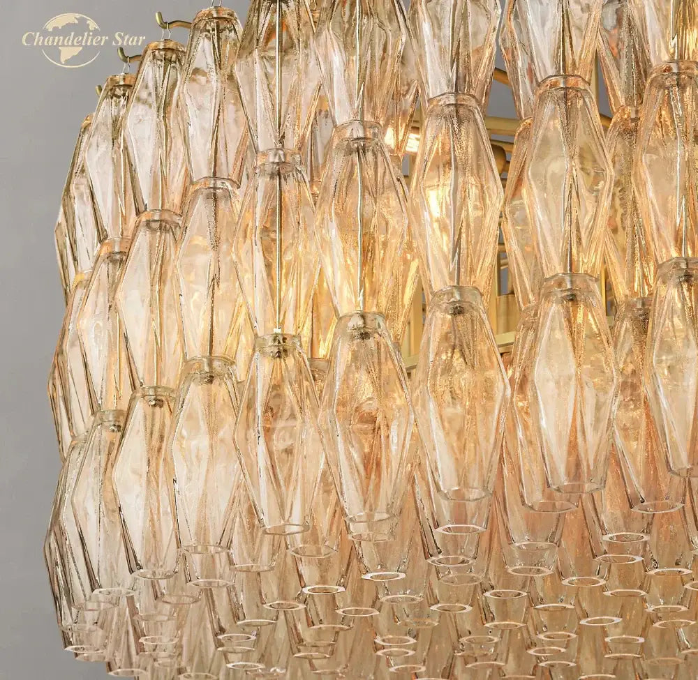 Modern chiara clear glass multi tier chandelier for dining room
